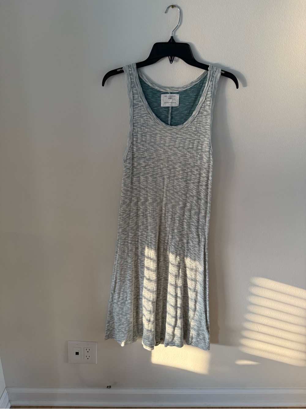 Midi Anthropologie blue and white knit dress